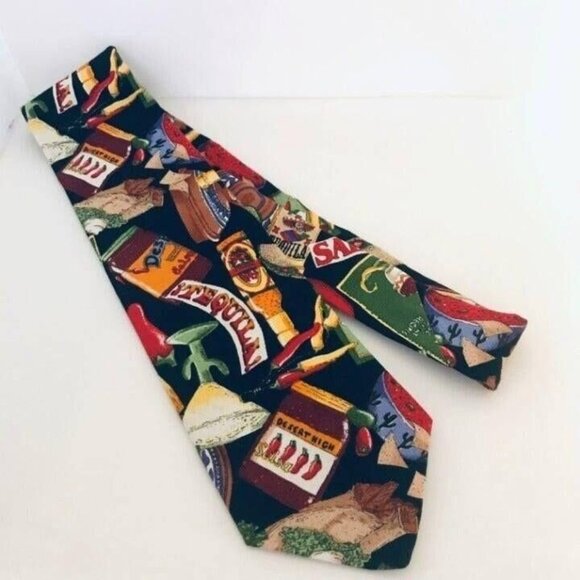 #1606 VTG Dem Crazy Tequila men's cotton necktie - Picture 1 of 4